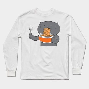 Cat Eating Spaghetti Long Sleeve T-Shirt